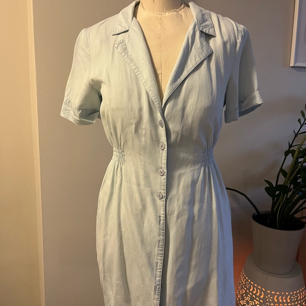 Zara Sky Blue Collared Dress